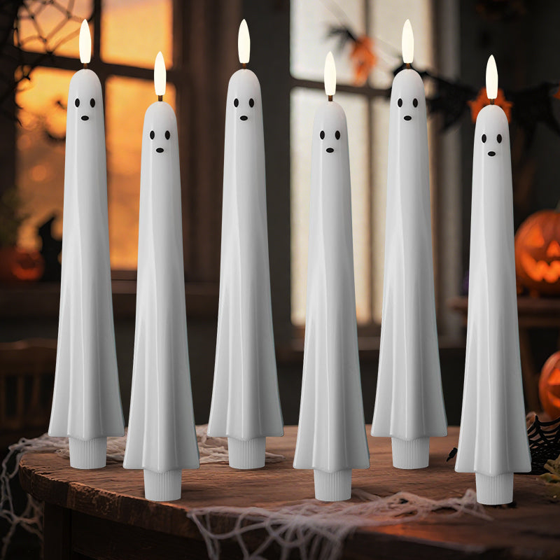 🎃👻 Fjernstyrt Spøkelseslys med 3D-Flammet Veke – Perfekt til Halloween 👻🎃