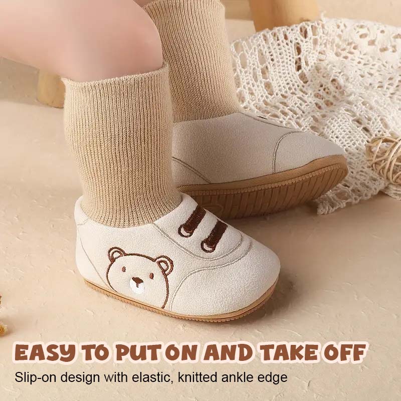 👟 Søte Bjørn Slip-on Småbarnsko – Komfortable Første Gåsko 🧸