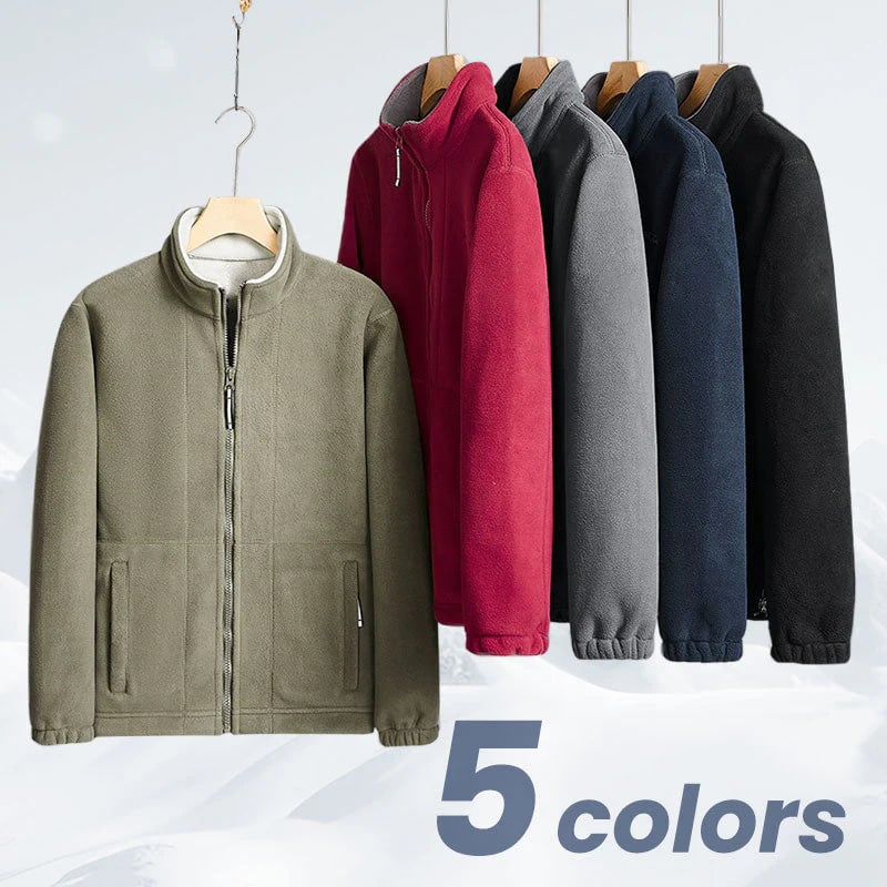 ❄️Dobbeltsidig tykkere polarfleecejakke for menn
