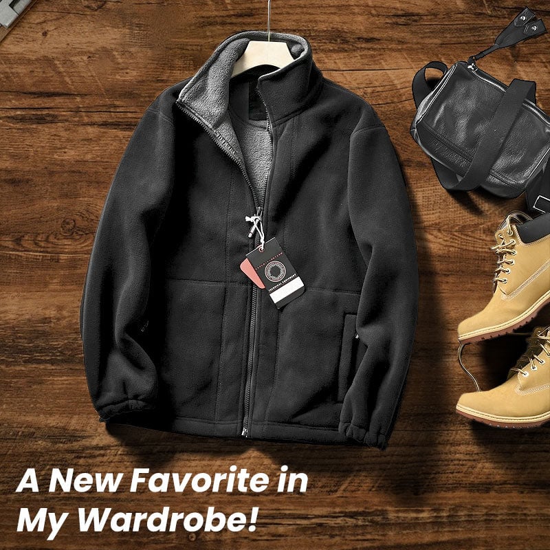 ❄️Dobbeltsidig tykkere polarfleecejakke for menn