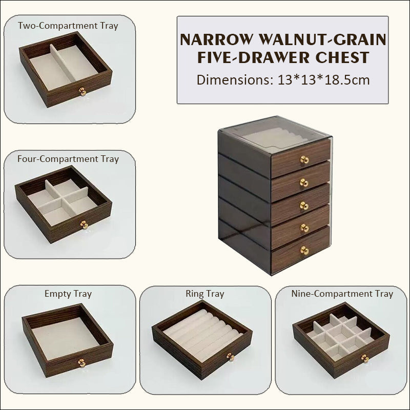 5-lags smykkeskrin i valnøttre