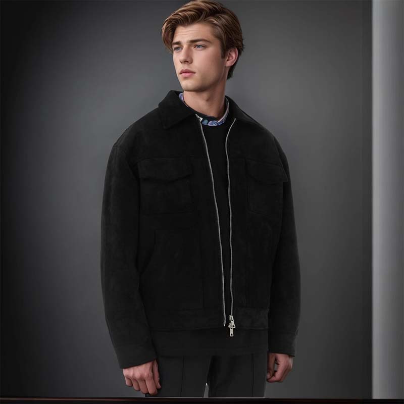 🍂 Klassisk semsket skinnjakke til herre – perfekt for høst og vinter