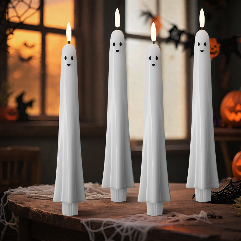 🎃👻 Fjernstyrt Spøkelseslys med 3D-Flammet Veke – Perfekt til Halloween 👻🎃