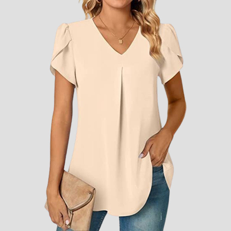 🌸Enkel skjorte med V-hals og ermer