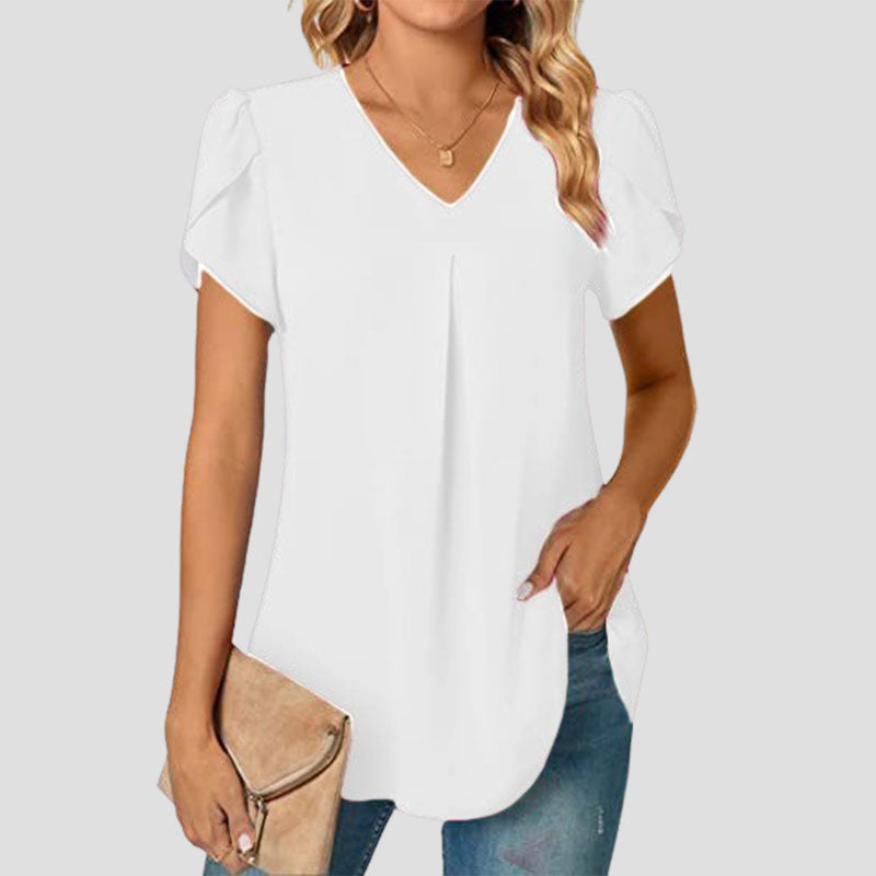 🌸Enkel skjorte med V-hals og ermer