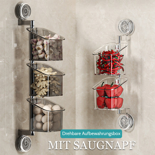 🍽️ Roterbar oppbevaringsboks med sugekopp – plassbesparende på kjøkkenet