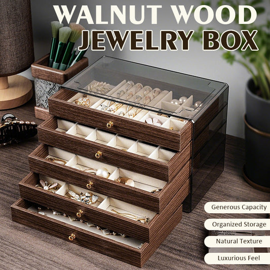 5-lags smykkeskrin i valnøttre