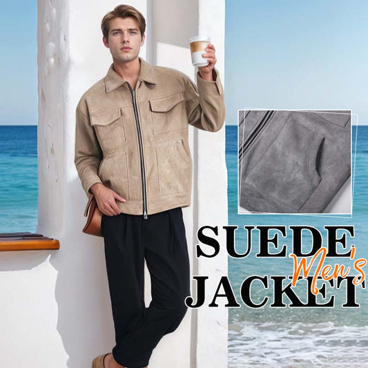 🍂 Klassisk semsket skinnjakke til herre – perfekt for høst og vinter