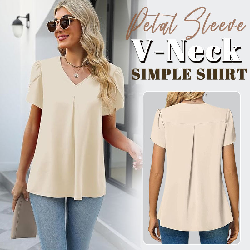🌸Enkel skjorte med V-hals og ermer