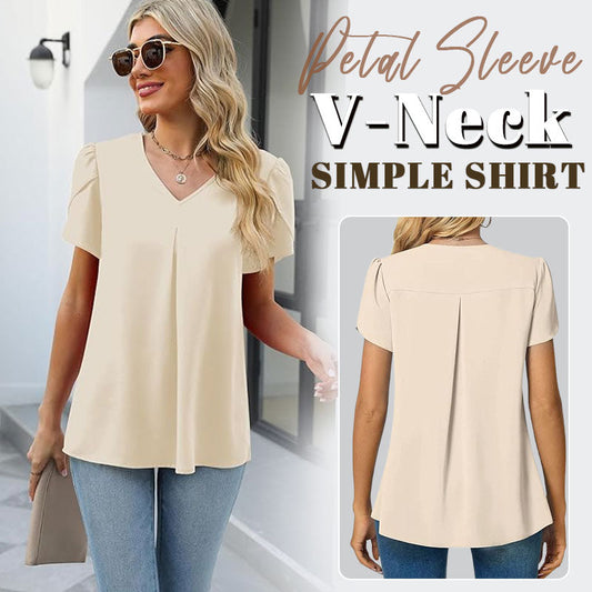 🌸Enkel skjorte med V-hals og ermer