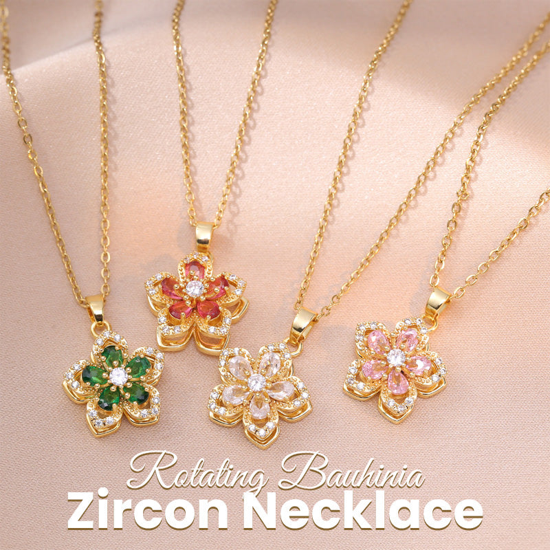 🌸Bauhinia Zirkon Halskjede – Roterende, Stilig og Glitrende