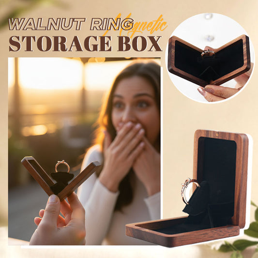 💍 Valnøtt Ringboks – Elegant med Magnetisk Rotasjonsdesign