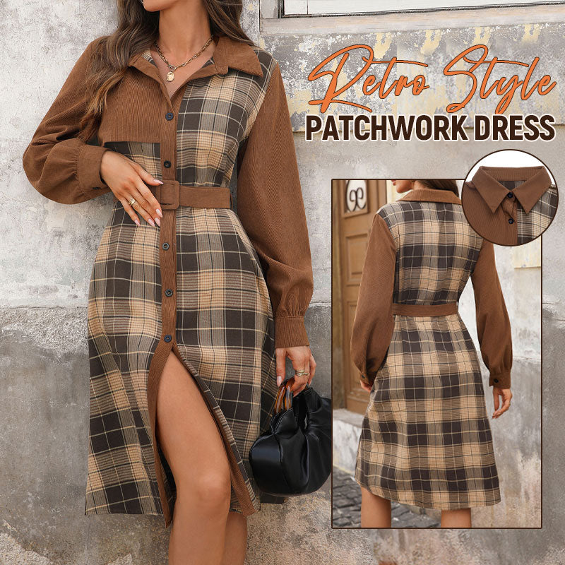 👗 Retro Patchwork Kjole – Unik & Stilfull