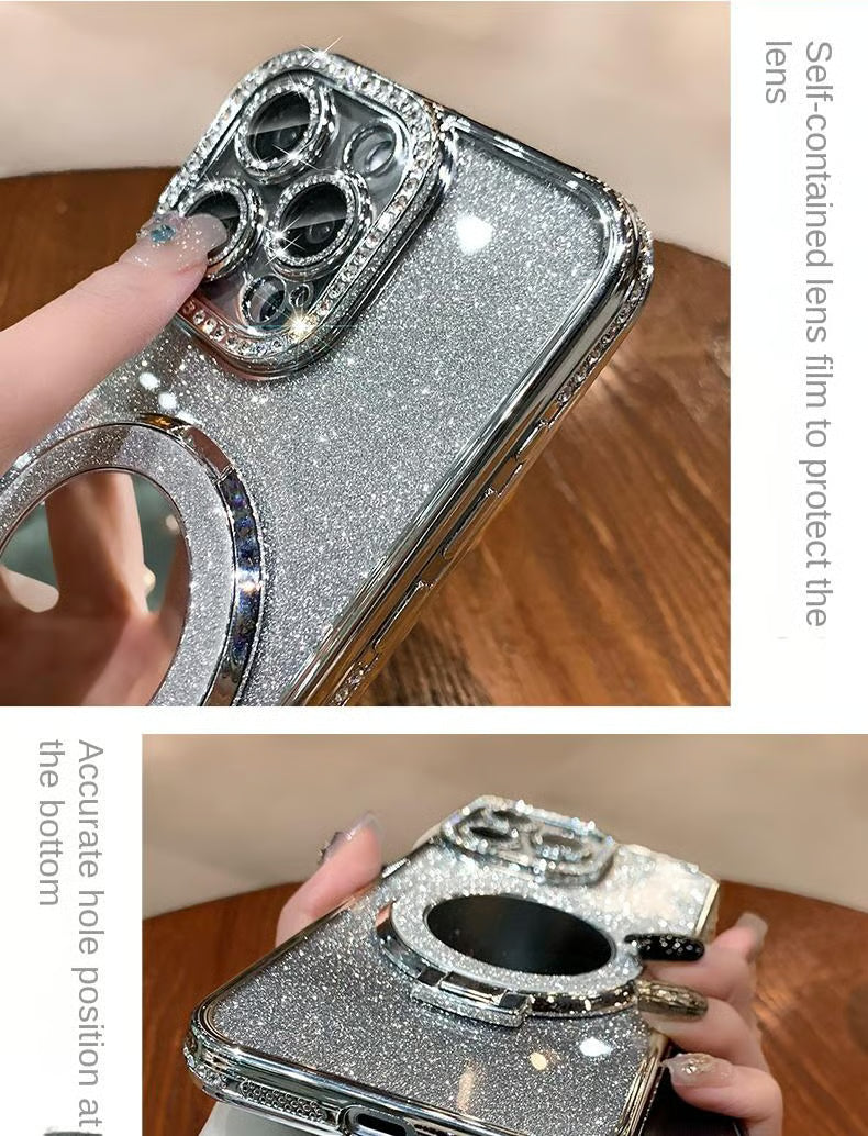 📲✨Beskyttende etui til sminkespeil med gradientglitter