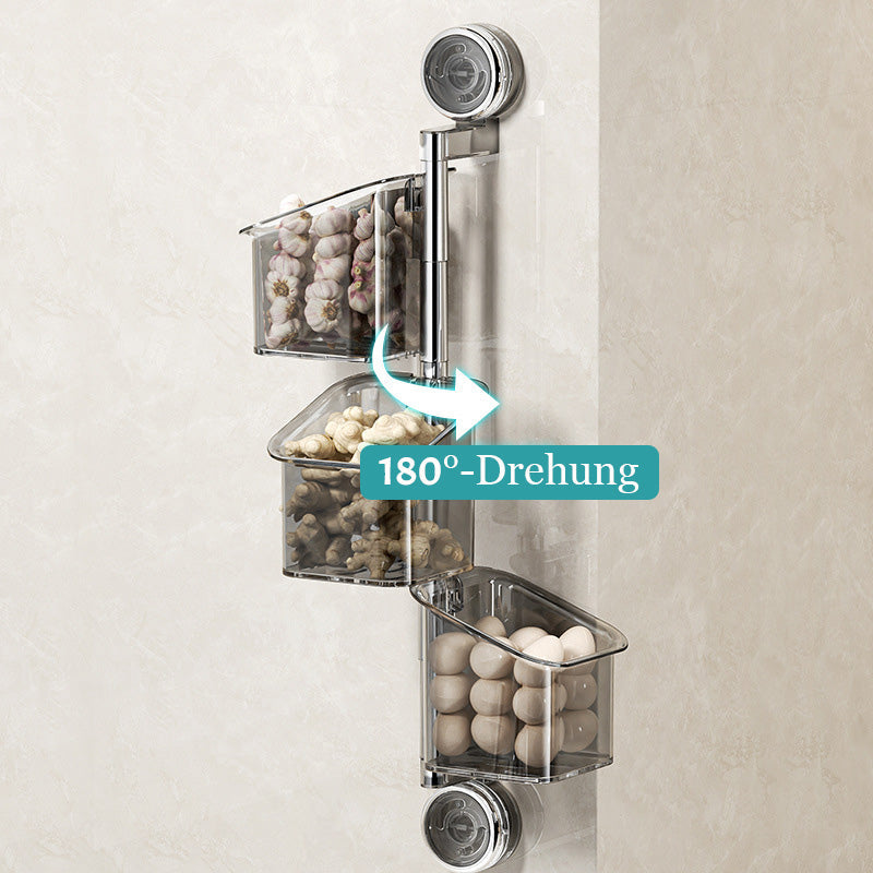 🍽️ Roterbar oppbevaringsboks med sugekopp – plassbesparende på kjøkkenet