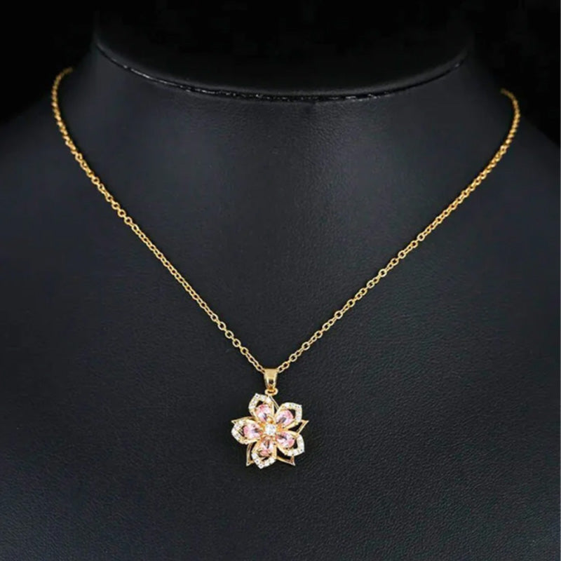 🌸Bauhinia Zirkon Halskjede – Roterende, Stilig og Glitrende