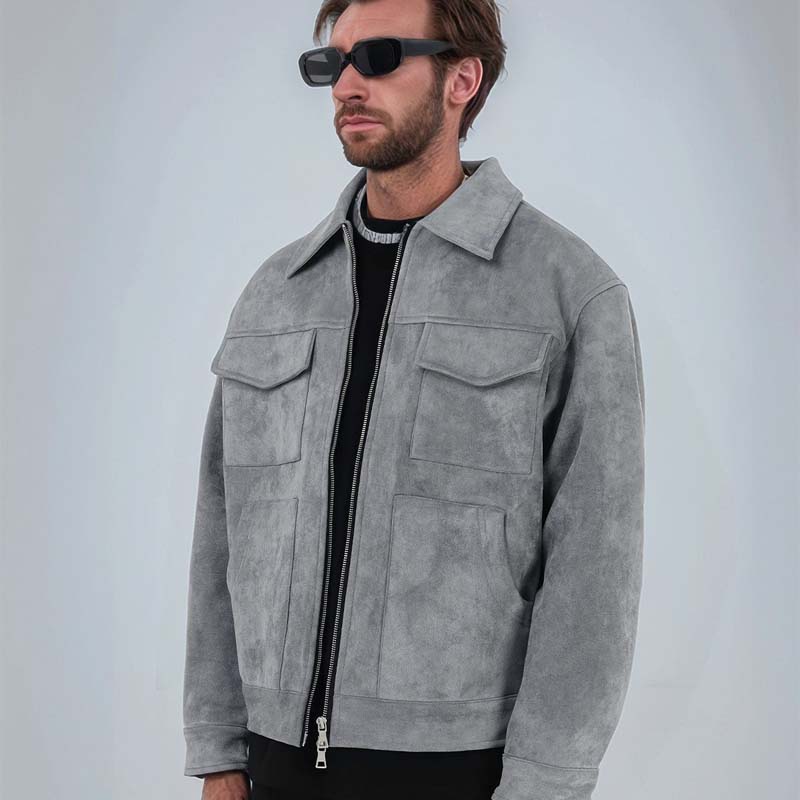 🍂 Klassisk semsket skinnjakke til herre – perfekt for høst og vinter