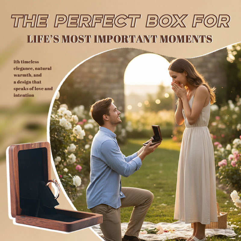 💍 Valnøtt Ringboks – Elegant med Magnetisk Rotasjonsdesign