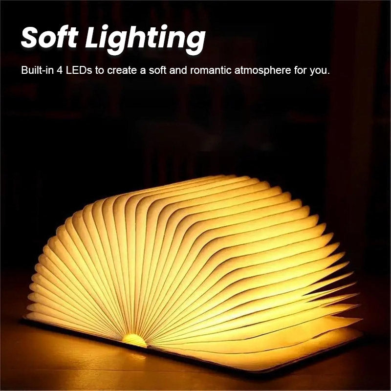 ✨Bokformet nattlys som snur om og om igjen | Justerbar kreativ lampe med 3 farger