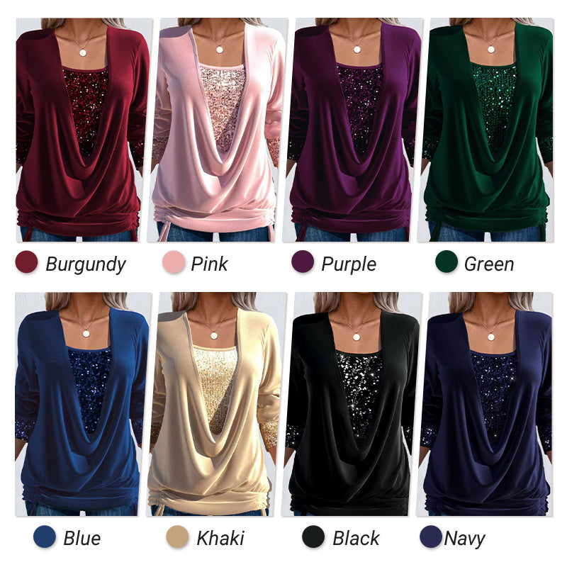 ✨🎅 Juletilbud – Kun i en begrenset periode! ⏰ Dame langermet skjorte med paljetter