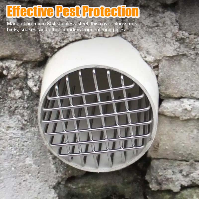 🛡 Avløpsbeskyttelse i 304 Rustfritt Stål – Holder Fugler, Rotter og Rusk Ute