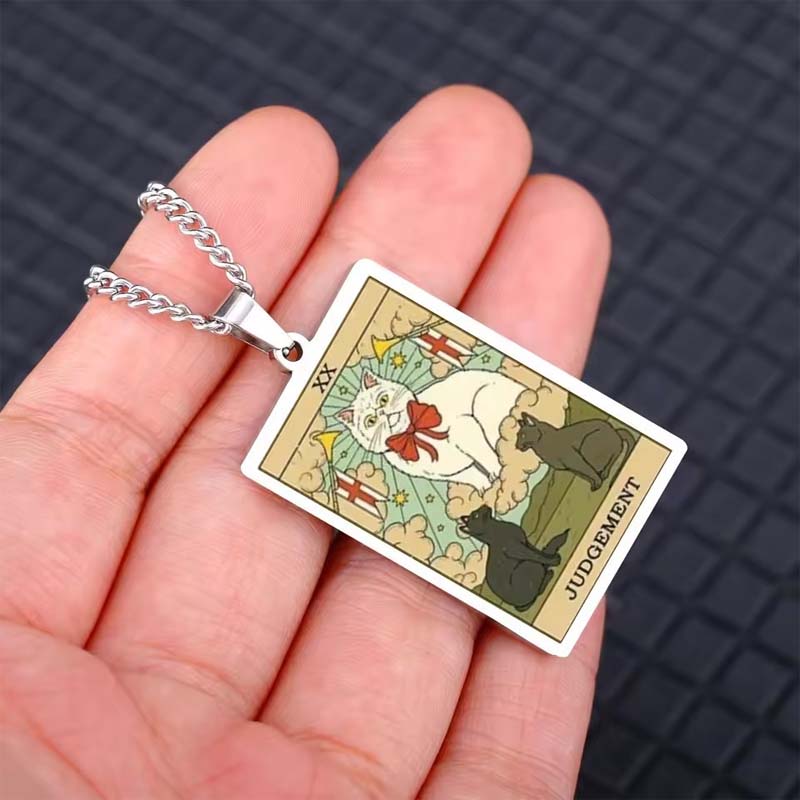 Astrologisk katt vintage anheng halskjede