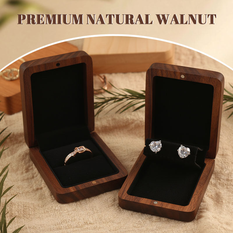 💍 Valnøtt Ringboks – Elegant med Magnetisk Rotasjonsdesign