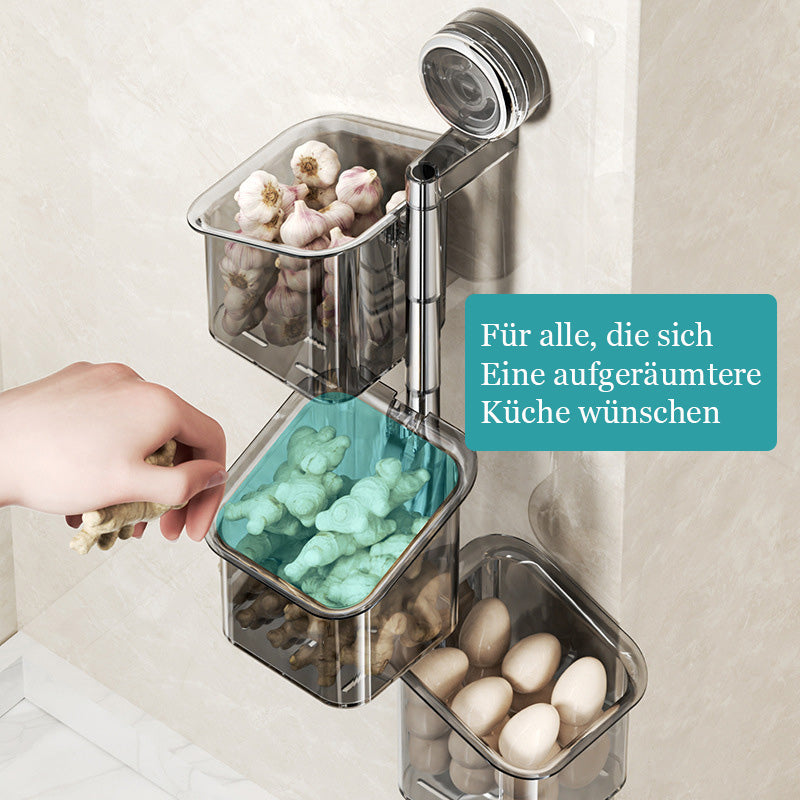 🍽️ Roterbar oppbevaringsboks med sugekopp – plassbesparende på kjøkkenet