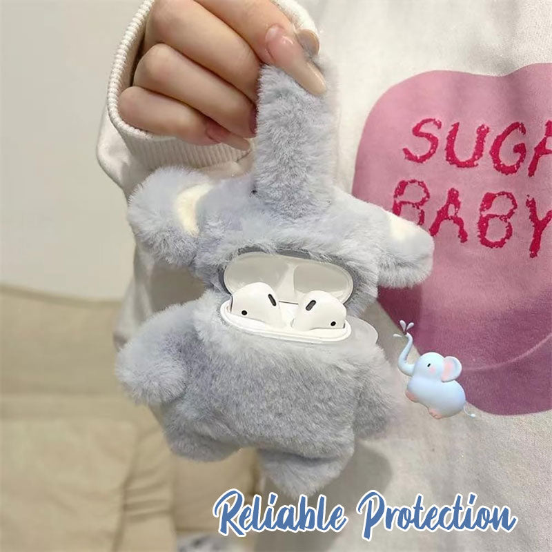 🐘 Fluffy Blå Elefant AirPods Etui