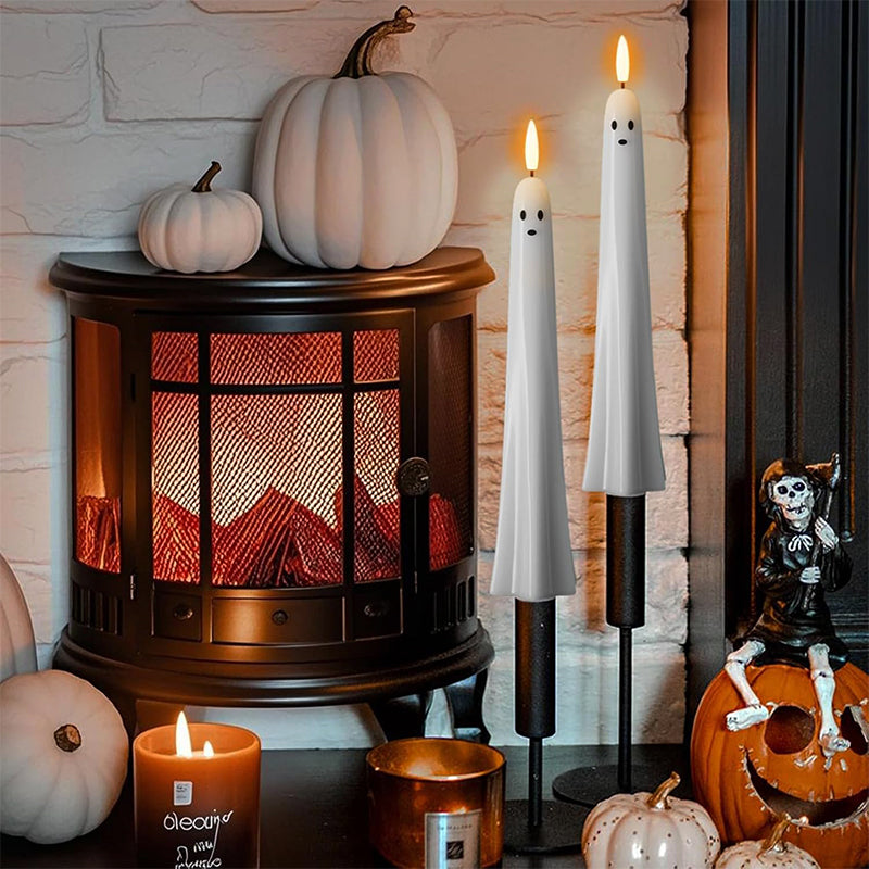 🎃👻 Fjernstyrt Spøkelseslys med 3D-Flammet Veke – Perfekt til Halloween 👻🎃