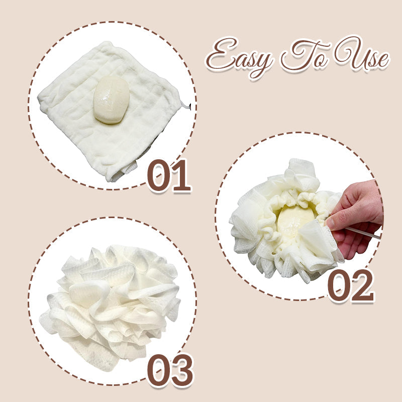 🔥Kjøp 1 få 1 gratis🔥Creme Loufee-2-I-1 Bade-Loofah-Svamp