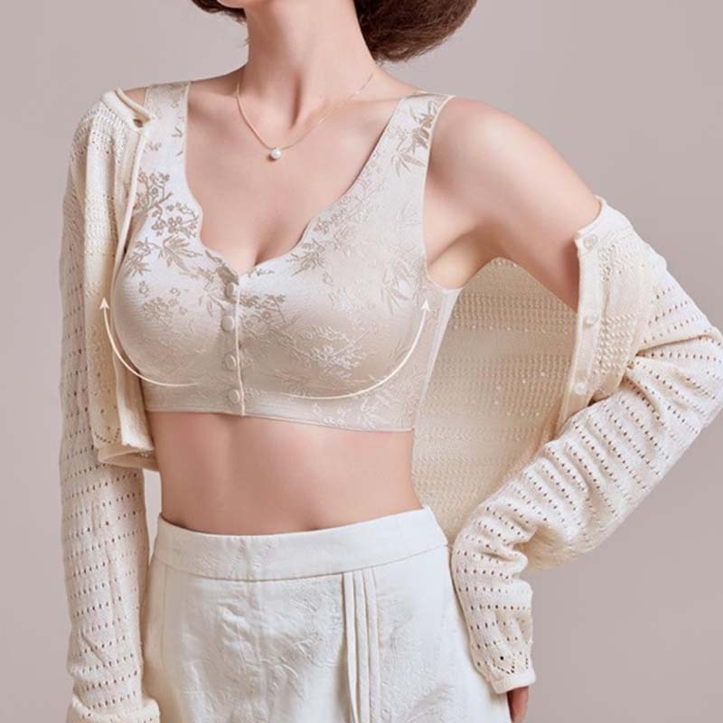 🌸 Brodert Jacquard-BH med Frontlukking – Komfort & Eleganse