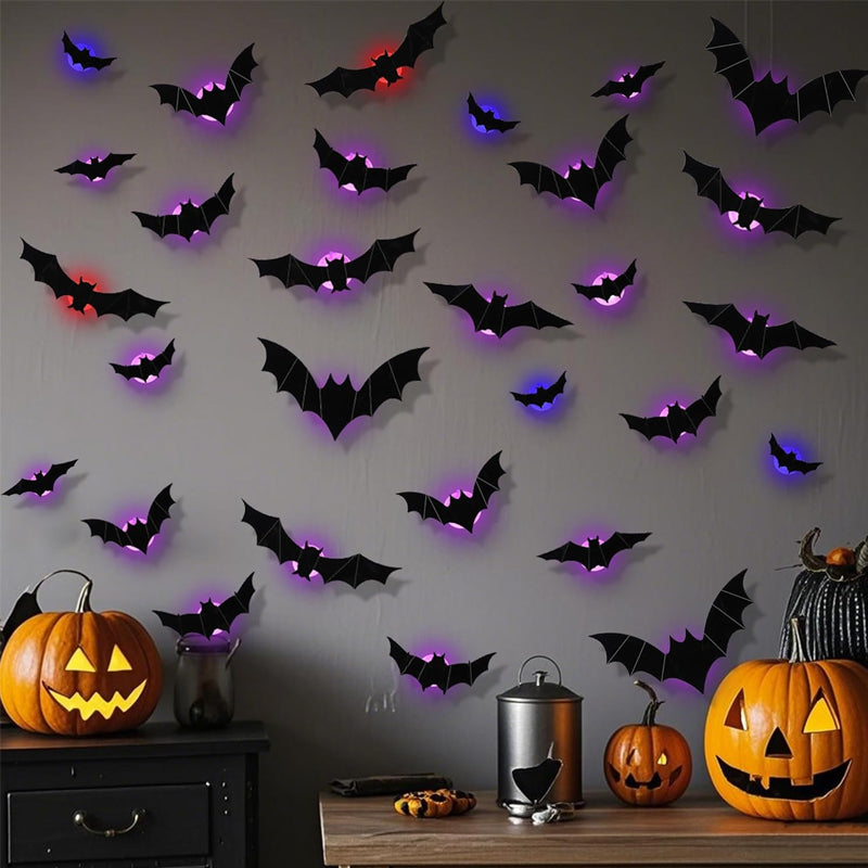 🦇 LED-glødende flaggermus – Perfekt til Halloween