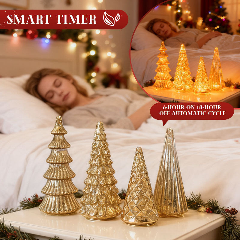 ✨ Shimmering Christmas - sett med opplyst juletre i kvikksølvglass ✨