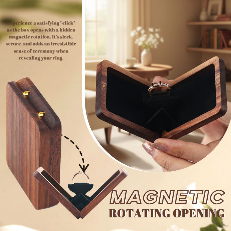 💍 Valnøtt Ringboks – Elegant med Magnetisk Rotasjonsdesign