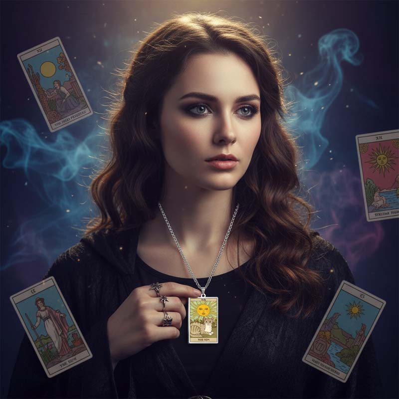 Astrologisk katt vintage anheng halskjede