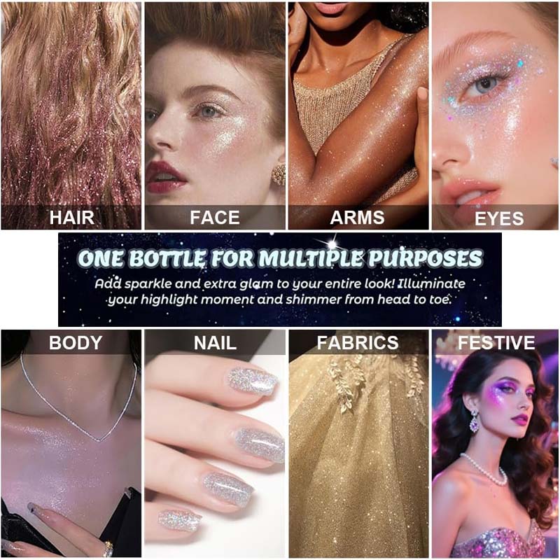 ✨ Lysende Glitter Highlighter – Langvarig & Svettebestandig