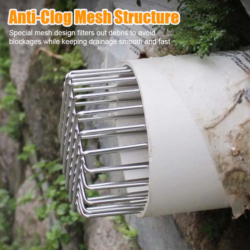 🛡 Avløpsbeskyttelse i 304 Rustfritt Stål – Holder Fugler, Rotter og Rusk Ute
