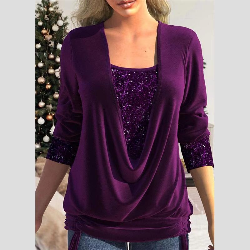 ✨🎅 Juletilbud – Kun i en begrenset periode! ⏰ Dame langermet skjorte med paljetter