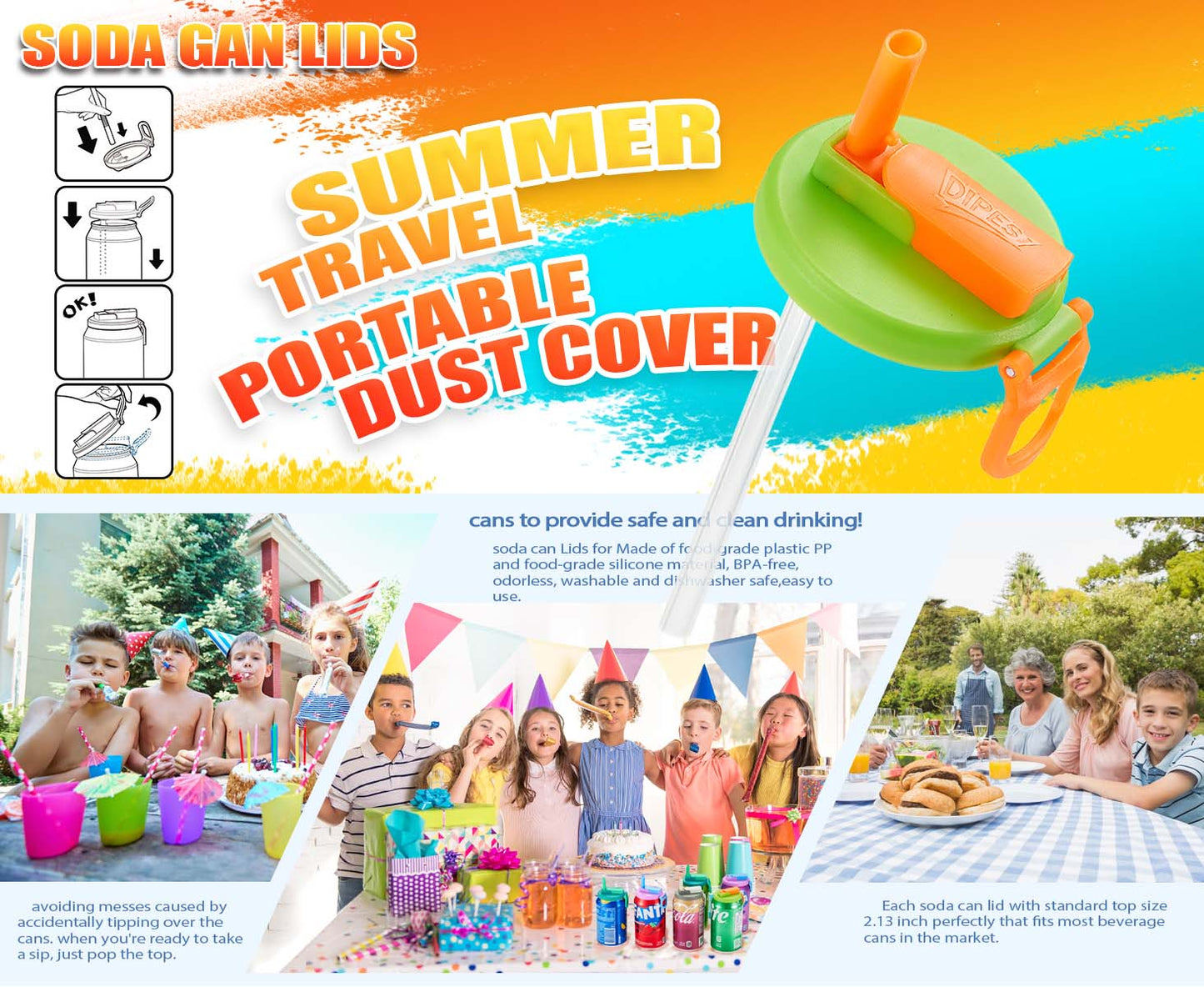 🥤 Bruslokk med håndtak – ingen søl