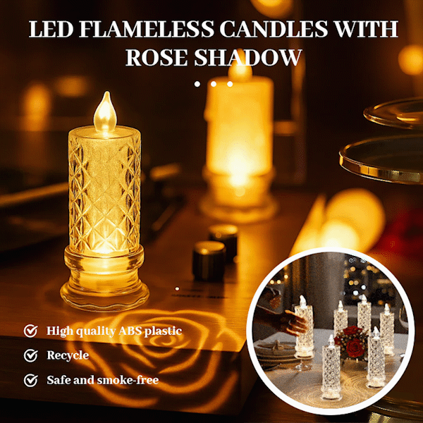 ✨ Crystal Rose Lys – Romantisk Glød Uten Rot