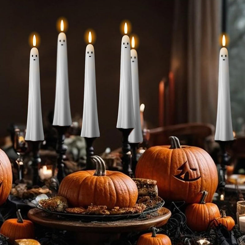 🎃👻 Fjernstyrt Spøkelseslys med 3D-Flammet Veke – Perfekt til Halloween 👻🎃