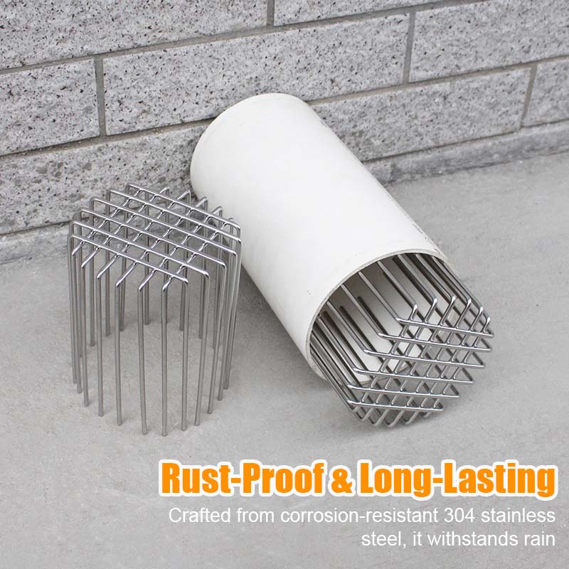🛡 Avløpsbeskyttelse i 304 Rustfritt Stål – Holder Fugler, Rotter og Rusk Ute
