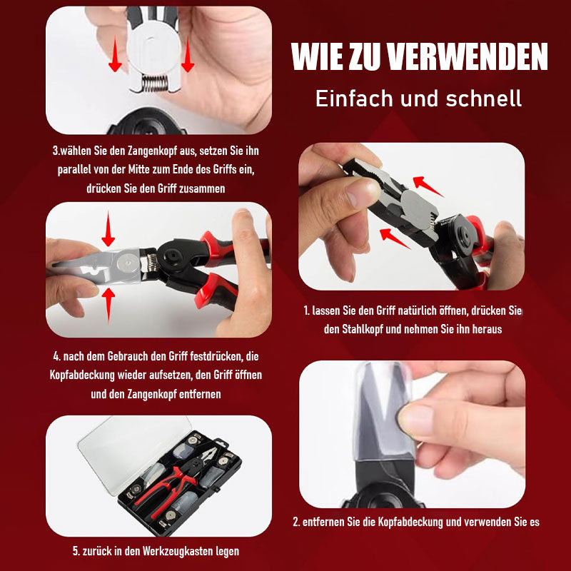 🛠️🔧 5-i-1 Multifunksjonelt Tangsett – Utskiftbare Hoder for alle behov!