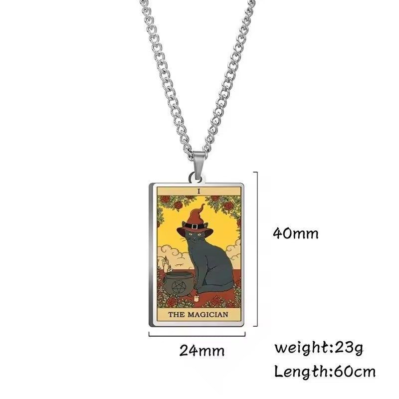 Astrologisk katt vintage anheng halskjede