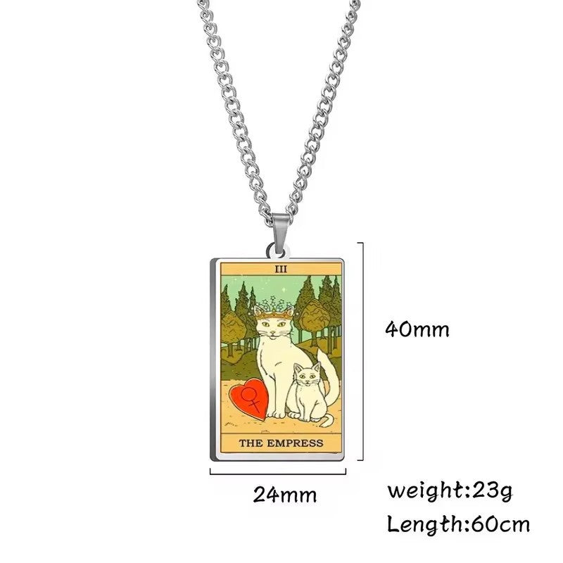 Astrologisk katt vintage anheng halskjede