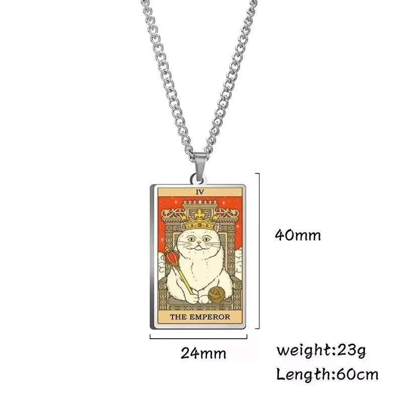 Astrologisk katt vintage anheng halskjede