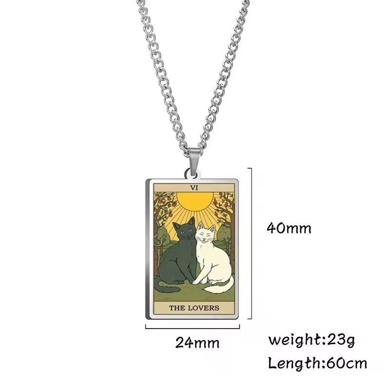 Astrologisk katt vintage anheng halskjede