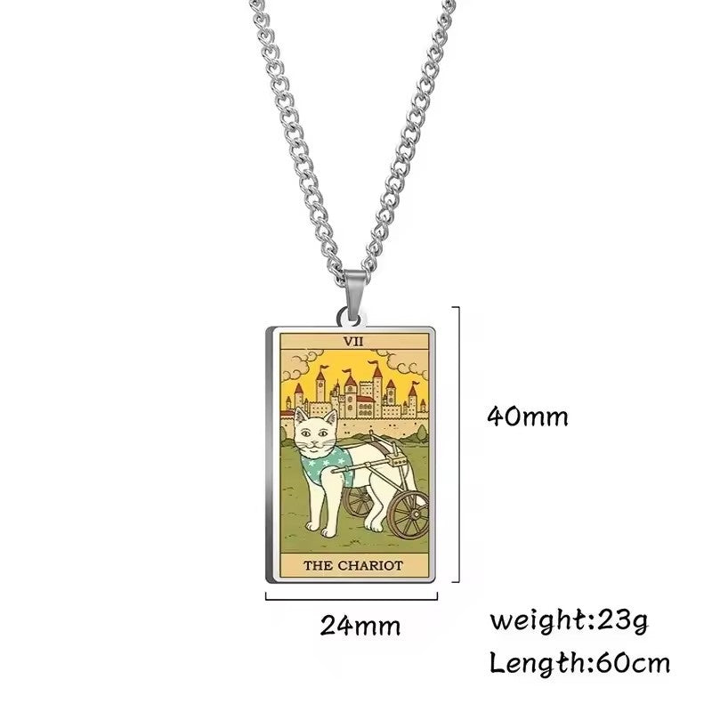 Astrologisk katt vintage anheng halskjede