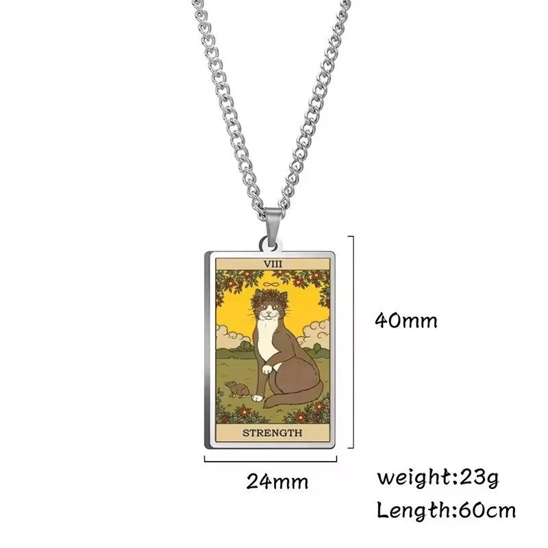 Astrologisk katt vintage anheng halskjede